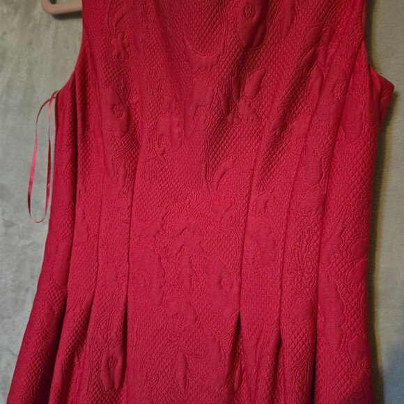 Talyor Women's Sz 4 Red Pink A-Line Dress Back Zip Preppy Teacher Retro Academia - Picture 6 of 8